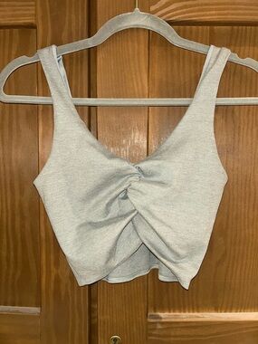 Gilly Hicks Light Gray Twist-Front Crop Top